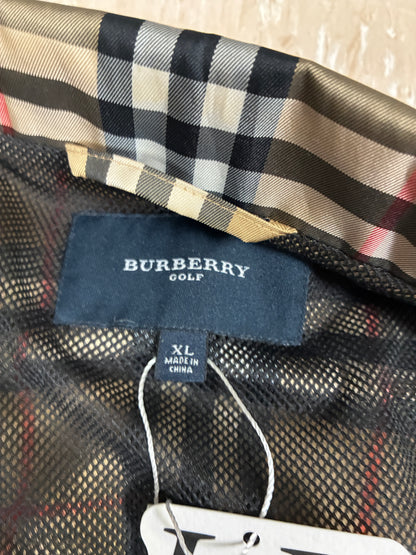 Mens Vintage Burberry Golf Nova Check Full Zip Lightweight Packable Jacket Size XL