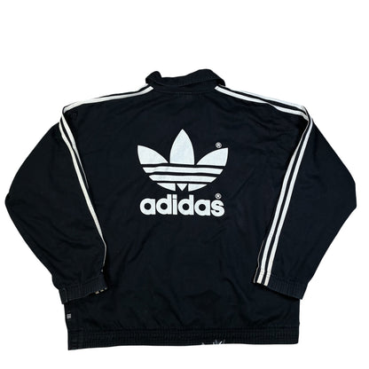 Mens Vintage Adidas Track Jacket: Black 90s 3 Stripe Windbreaker L