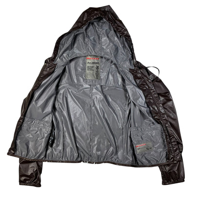 Damen Prada Re-Nylon Regenjacke mit durchgehendem Reißverschluss Größe M