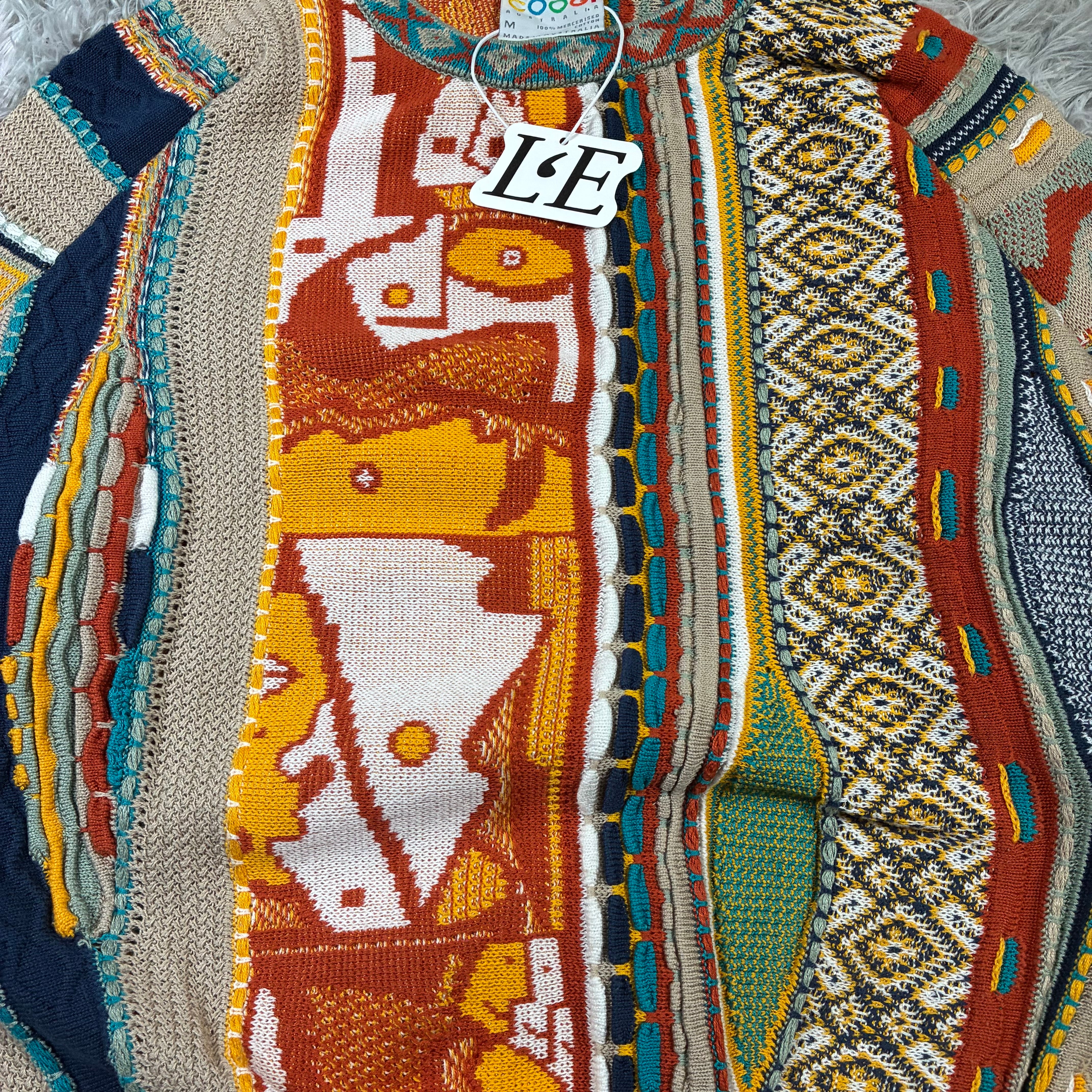 COOGI Australia 3D Knit Abstract Sweater Size S-M