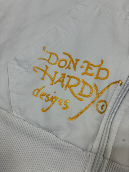 Women’s Ed Hardy Grunge Cyber Y2K Style Zip Up Hoodie Size M