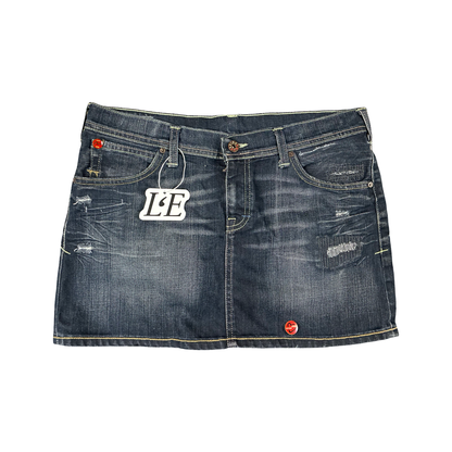 Damen Evisu Puma Japanischer Minirock Jeans Größe W31