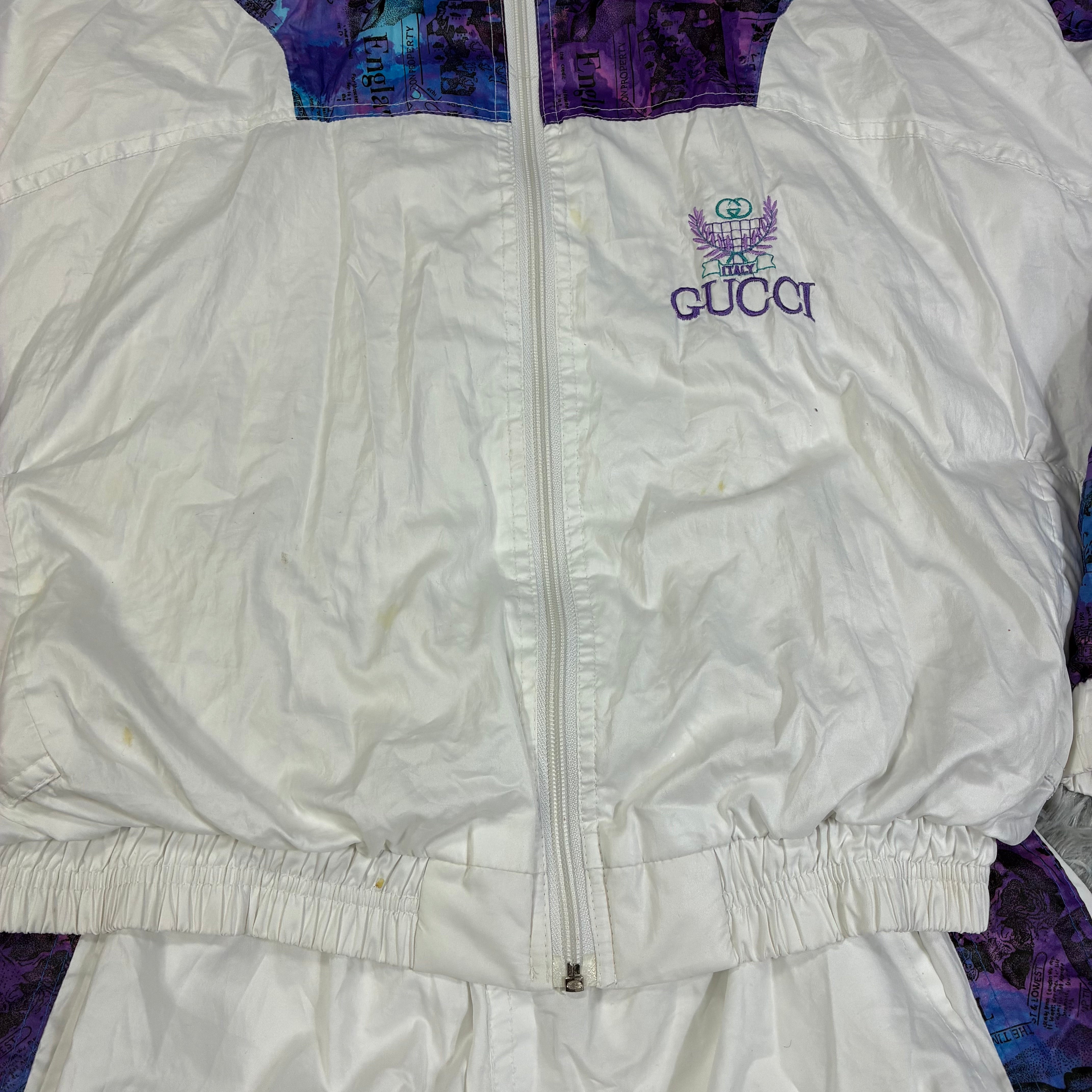 Mens Gucci Style Nylon Vintage 90s Tracksuit Set Size L