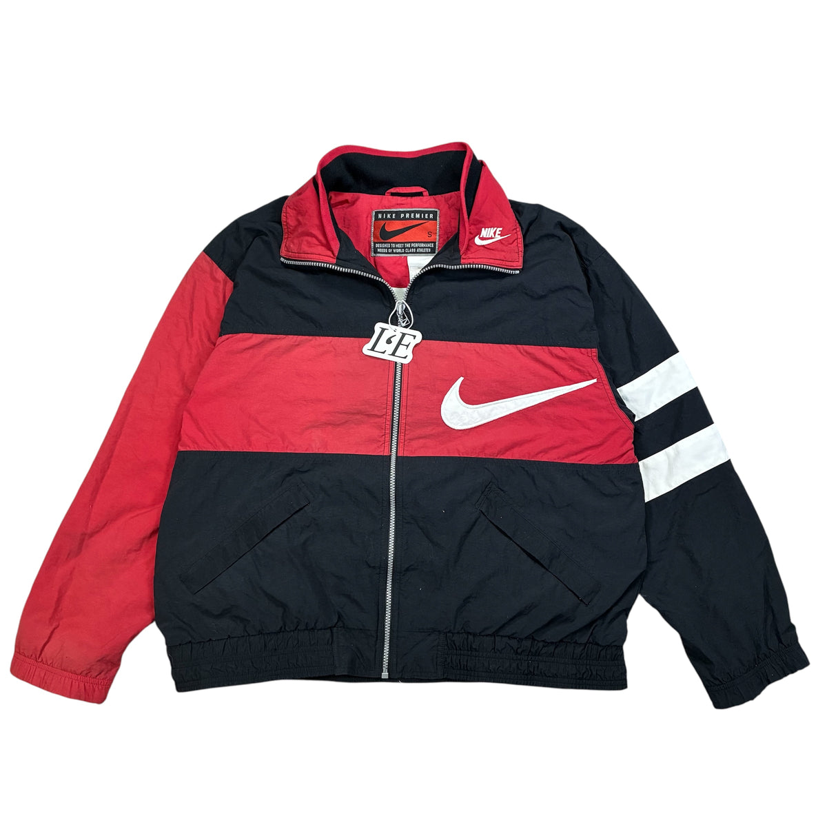 Vintage Nike 90s big logo jacket — front view, Mens Size S-M