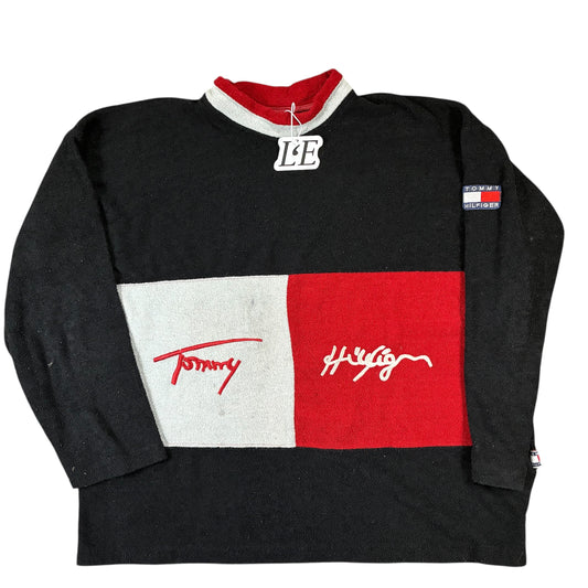 Vintage Tommy Hilfiger fleece sweatshirt — front view, Mens Size L