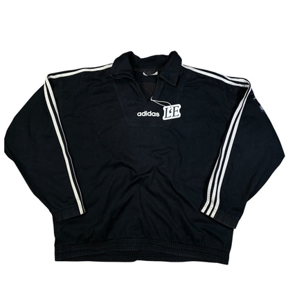 Mens Vintage Adidas Track Jacket: Black 90s 3 Stripe Windbreaker L