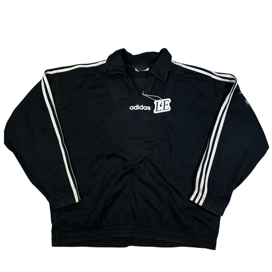 Herren Vintage Adidas Trainingsjacke: Schwarz 90er 3-Streifen Windbreaker L