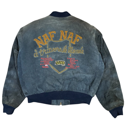 Vintage Piloten Lederjacke Naf Naf Großes Logo Größe M