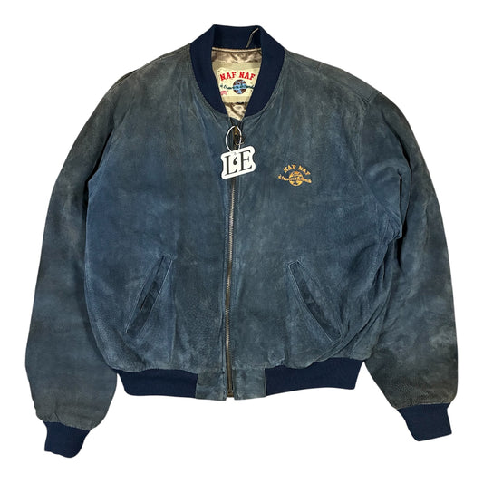 Vintage Piloten Lederjacke Naf Naf Großes Logo Größe M