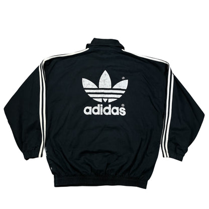 Mens Vintage Adidas Track Jacket Black 90s 3 Stripe Windbreaker L-XL