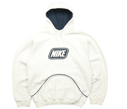 Vintage Nike white hoodie — front view, Mens Size S
