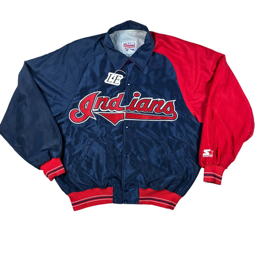 Herren Vintage MLB Starter Diamond Collection Cleveland Indians Bomber Größe L