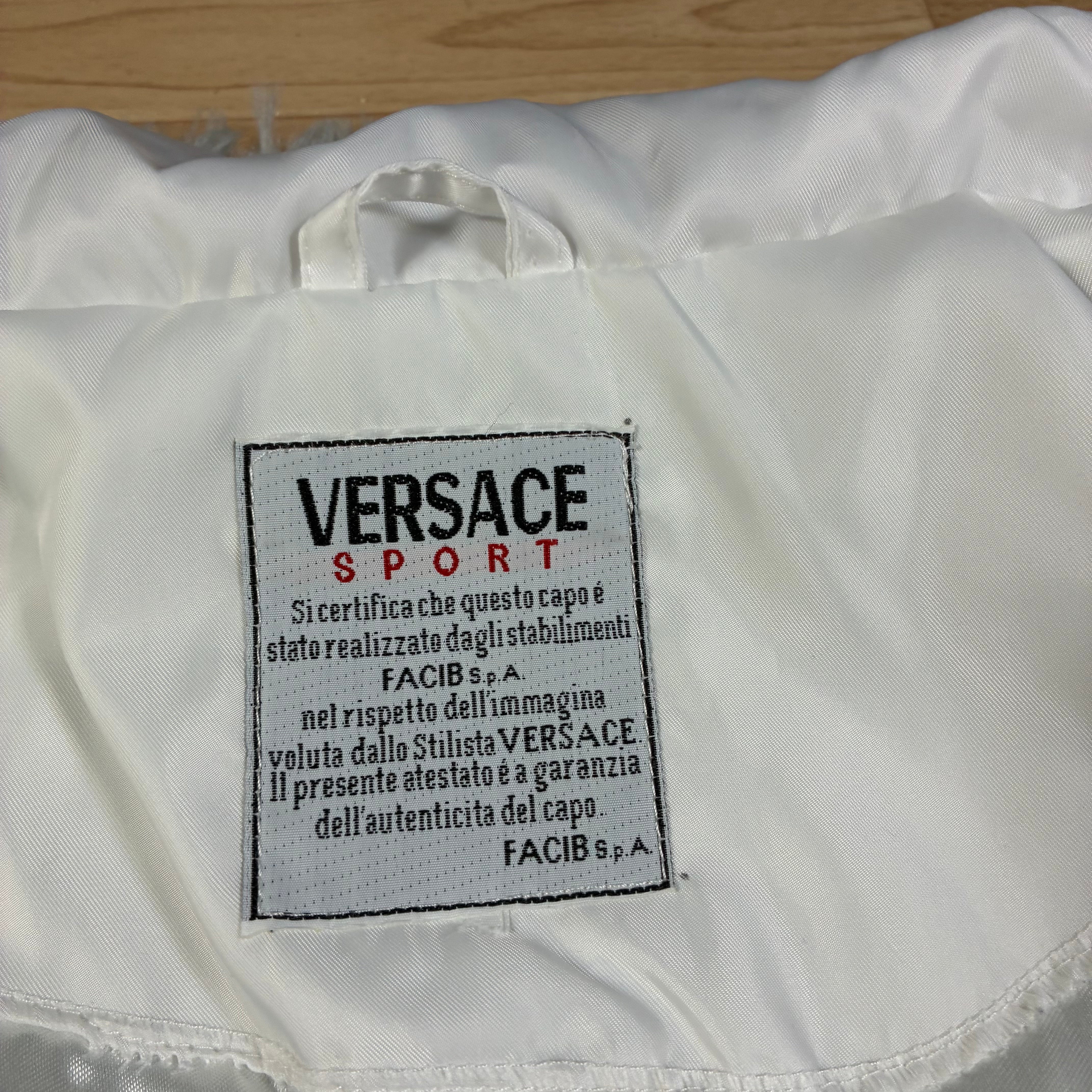 Vintage Versace Mens  Jeans Couture Medusa White Bomber Jacket Big Logo Size M-L