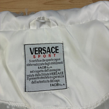 Vintage Versace Mens  Jeans Couture Medusa White Bomber Jacket Big Logo Size M-L
