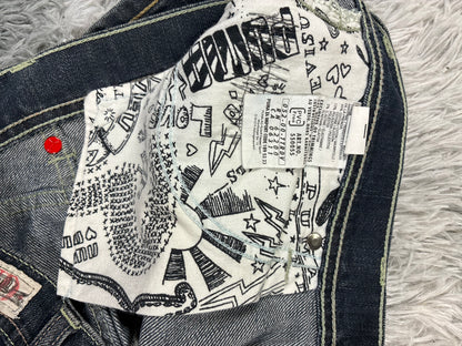 Damen Evisu Puma Japanischer Minirock Jeans Größe W31