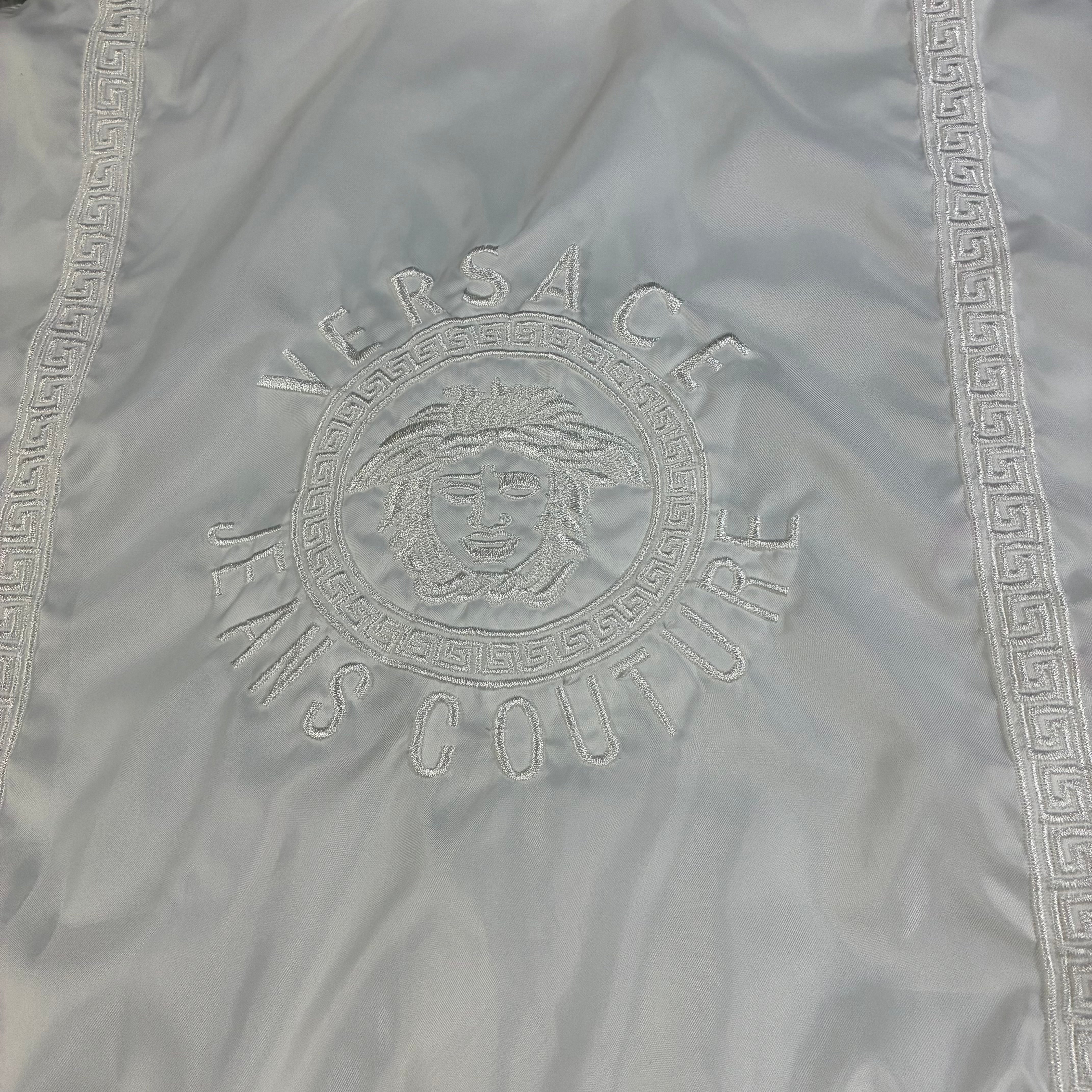 Vintage Versace Mens  Jeans Couture Medusa White Bomber Jacket Big Logo Size M-L