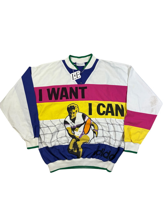 Mens Vintage 1990s Adidas Sweatshirt Andrea Gassi Size M