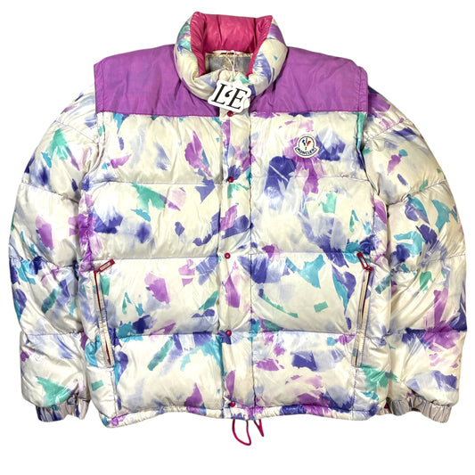 Vintage Moncler Grenoble 1980s multicolor down jacket — front view, Mens Size M