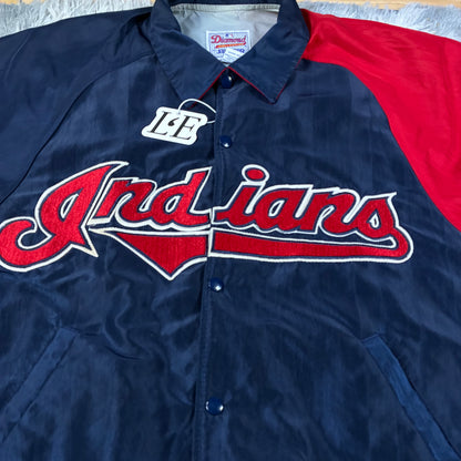 Mens Vintage MLB Starter Diamond Collection Cleveland Indians Bomber Size L