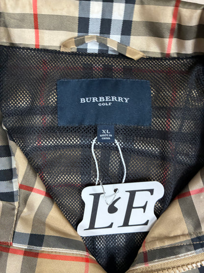 Mens Vintage Burberry Golf Nova Check Full Zip Lightweight Packable Jacket Size XL