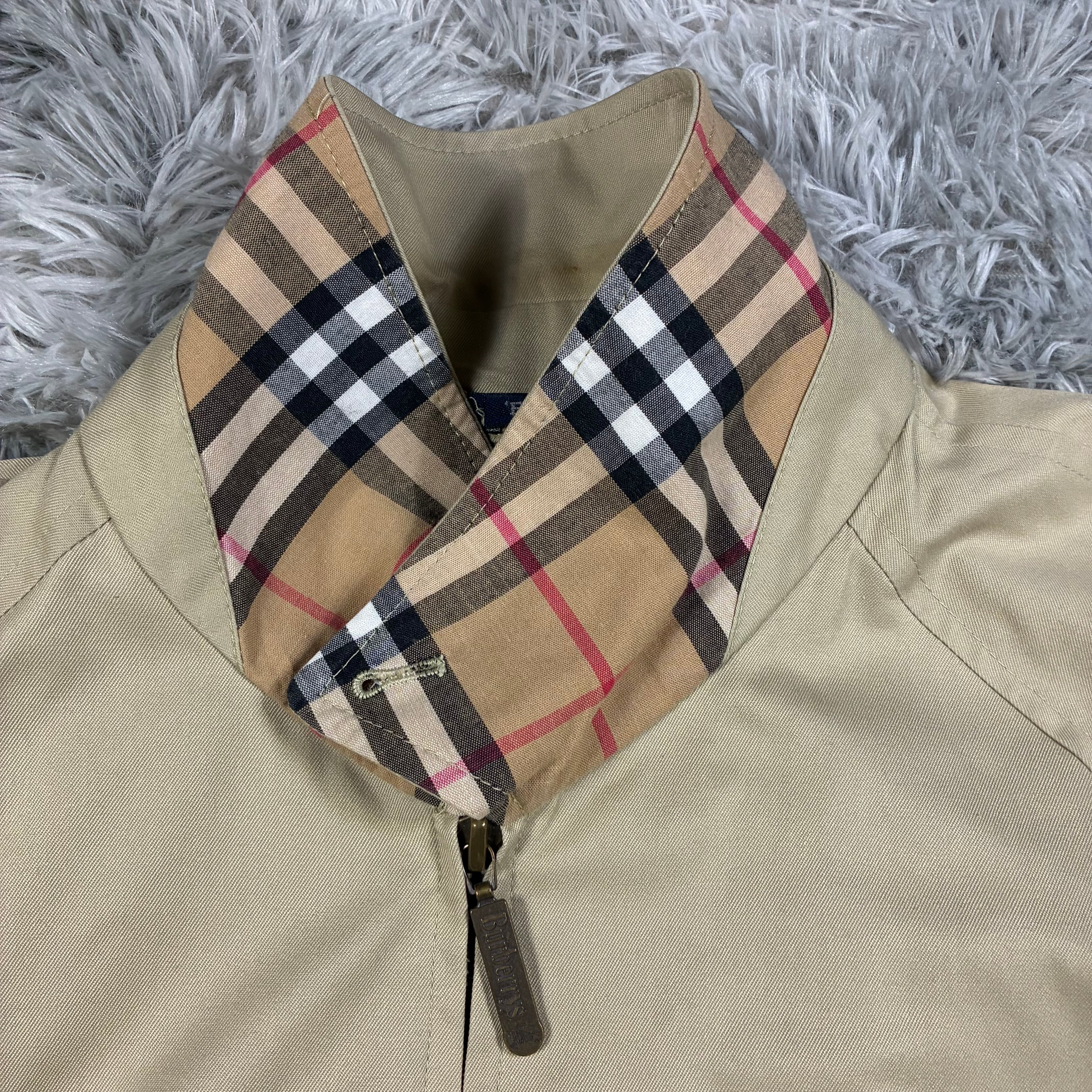Mens Vintage 90s Burberrys England Harrington Jacket Nova Checked Size S- M