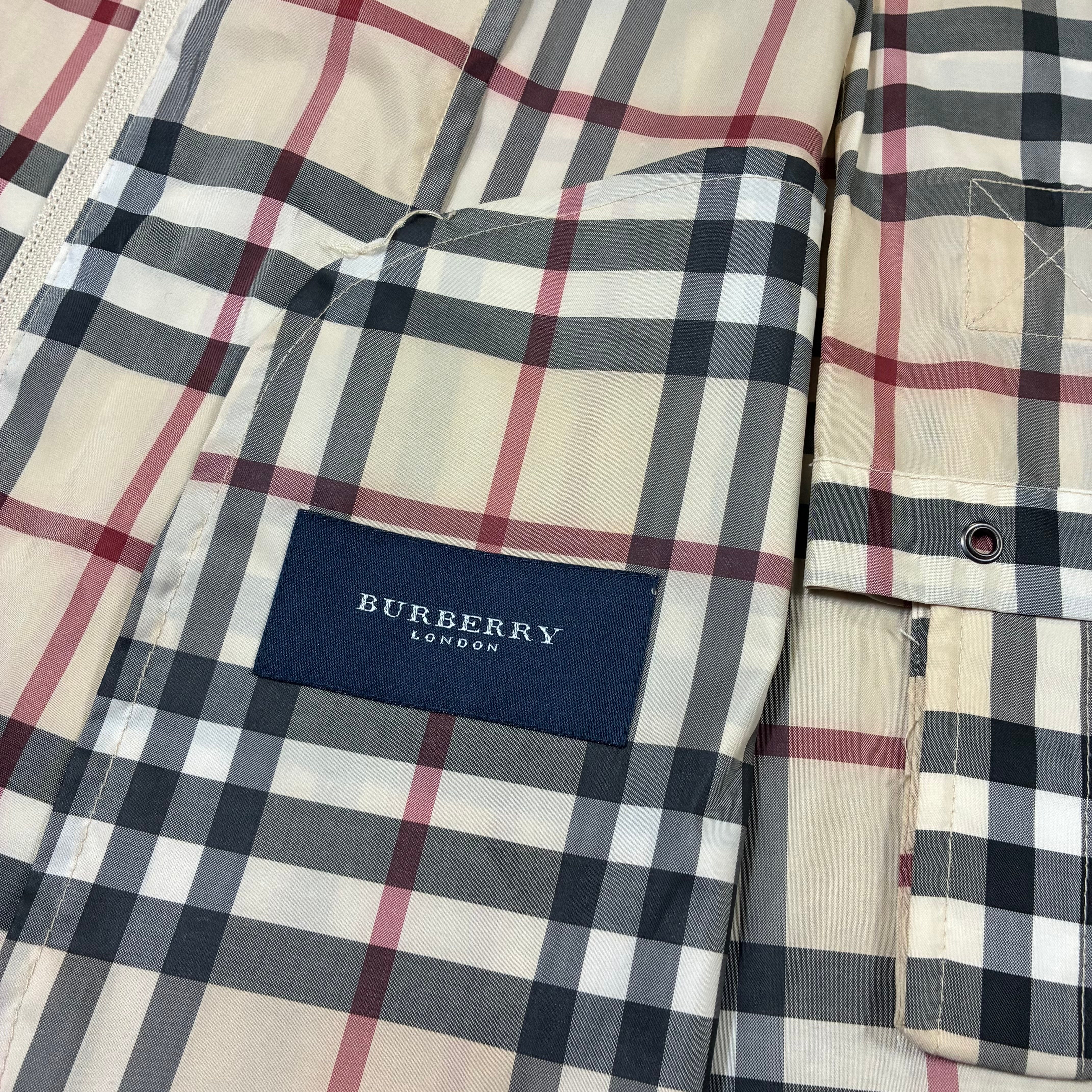 Womens Burberry Nova Check Full Zip Lightweight Packable Jacket Size M