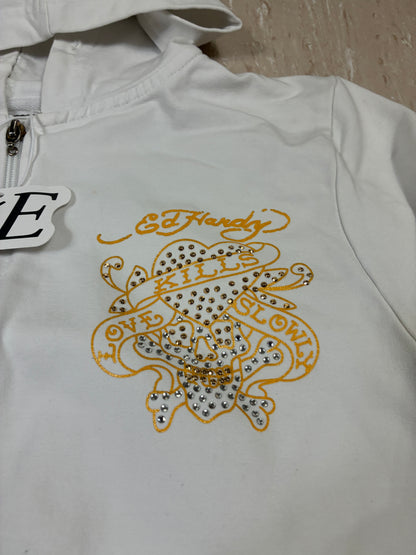 Women’s Ed Hardy Grunge Cyber Y2K Style Zip Up Hoodie Size M