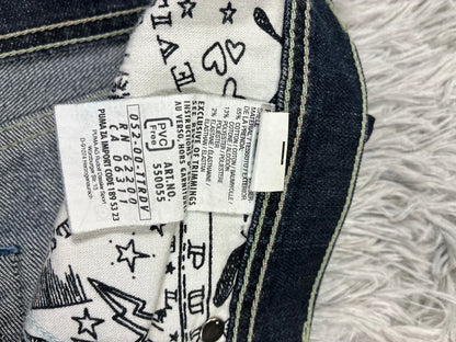 Damen Evisu Puma Japanischer Minirock Jeans Größe W31