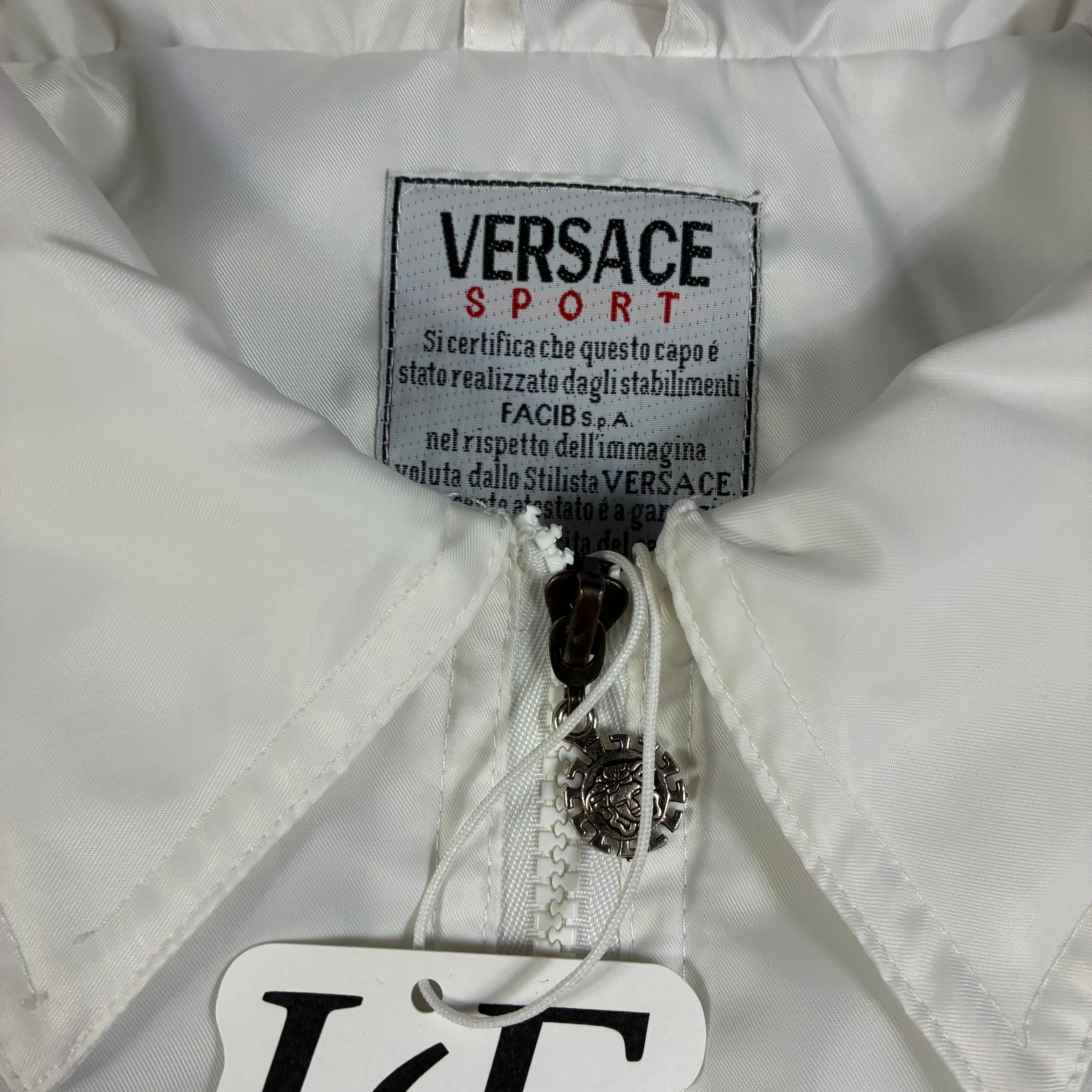 Vintage Versace Mens  Jeans Couture Medusa White Bomber Jacket Big Logo Size M-L