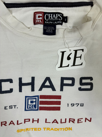 Mens Vintage 90s Chaps Ralph Lauren White Sweatshirt Size S
