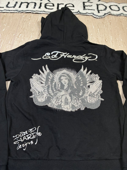 Women’s Ed Hardy Grunge Cyber Y2K Style Zip Up Hoodie Size M