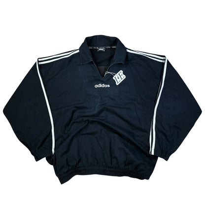Mens Vintage Adidas Track Jacket Black 90s 3 Stripe Windbreaker L-XL