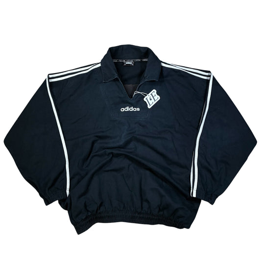 Herren Vintage Adidas Trainingsjacke Schwarz 90er 3 Streifen Windbreaker L-XL