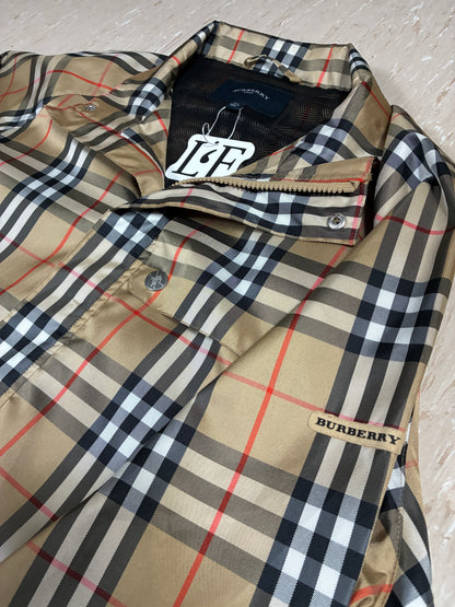 Mens Vintage Burberry Golf Nova Check Full Zip Lightweight Packable Jacket Size XL