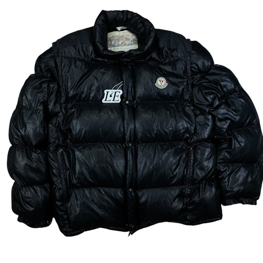 Herren Vintage Moncler Grenoble 80er Jahre Schwarze Daunenjacke Größe XL