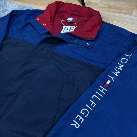 Herren Vintage 90er Tommy Hilfiger Windbreaker Jacke Größe XL