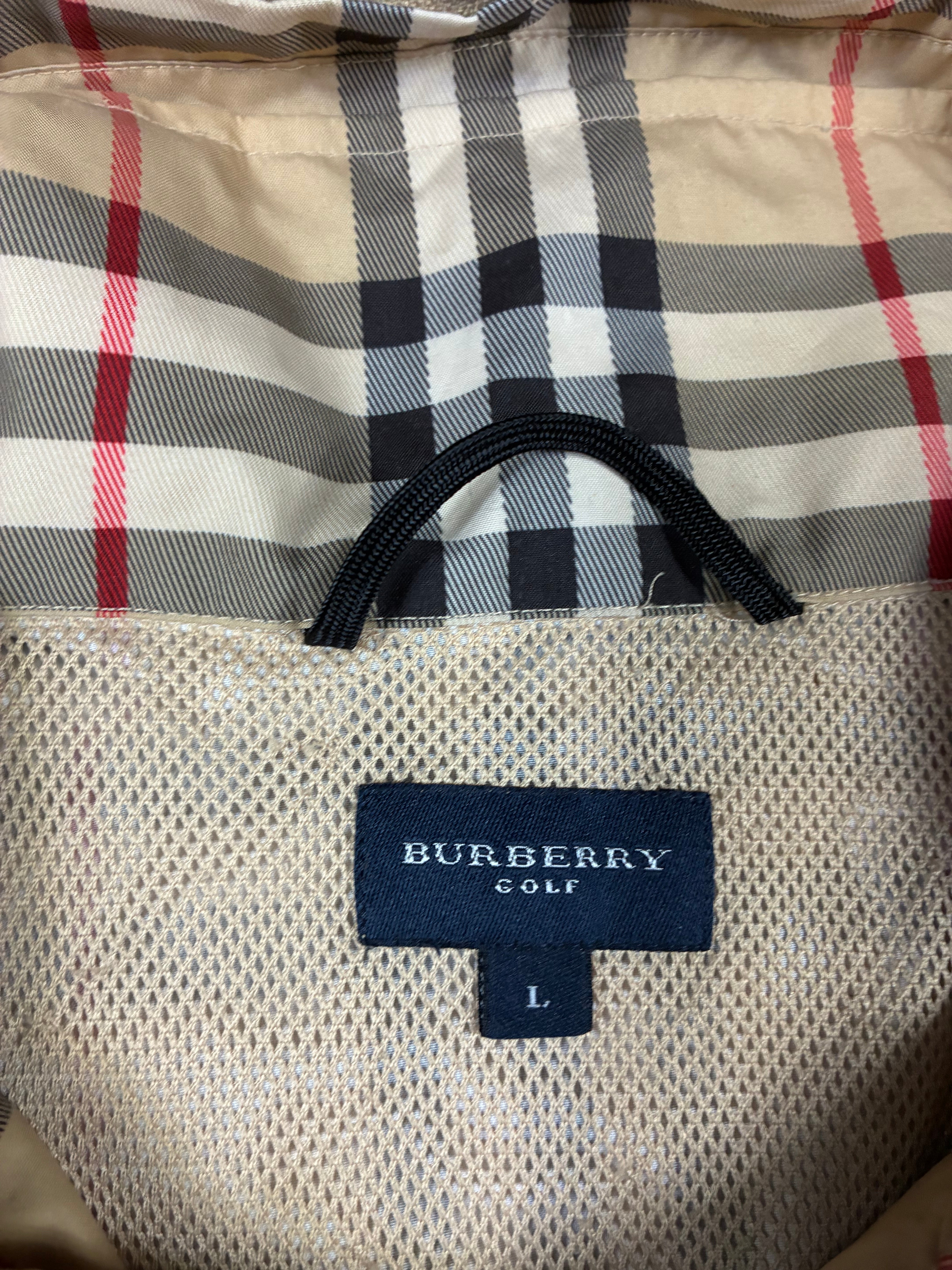 Mens Burberry Nova Check Full Zip Lightweight Packable Jacket Size L