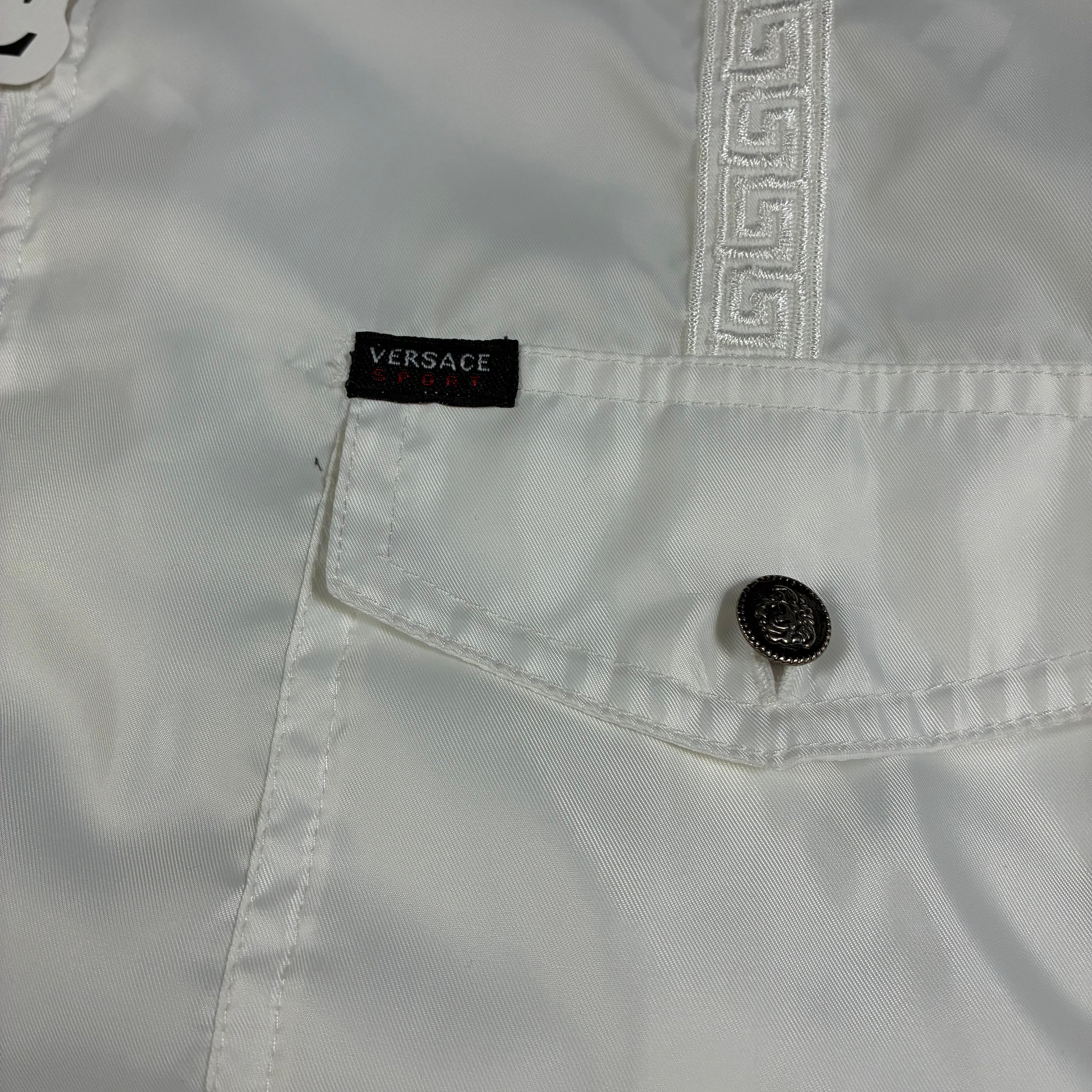 Vintage Versace Mens  Jeans Couture Medusa White Bomber Jacket Big Logo Size M-L