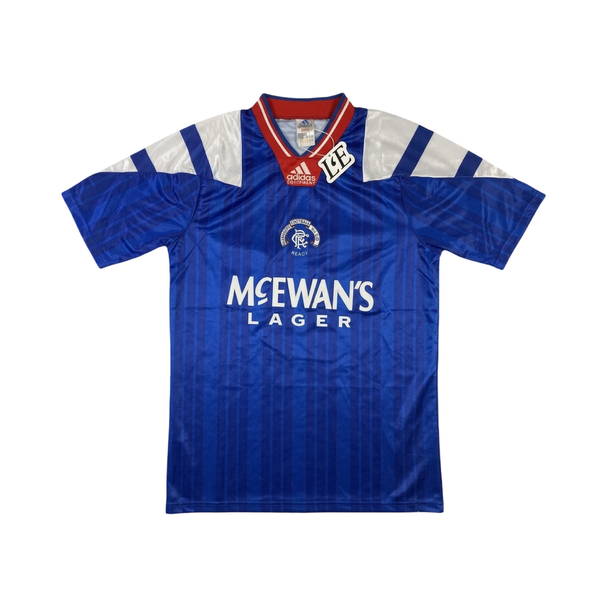 Vintage Adidas Glasgow Rangers 1992-94 home jersey — front view, Mens Size M