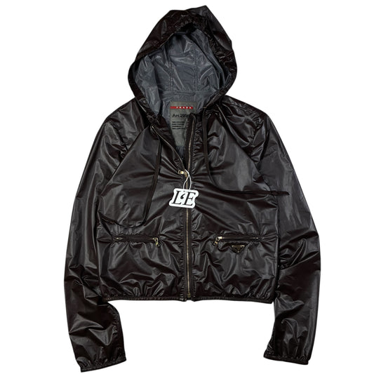 Damen Prada Re-Nylon Regenjacke mit durchgehendem Reißverschluss Größe M
