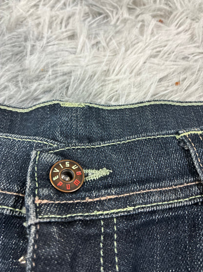 Damen Evisu Puma Japanischer Minirock Jeans Größe W31