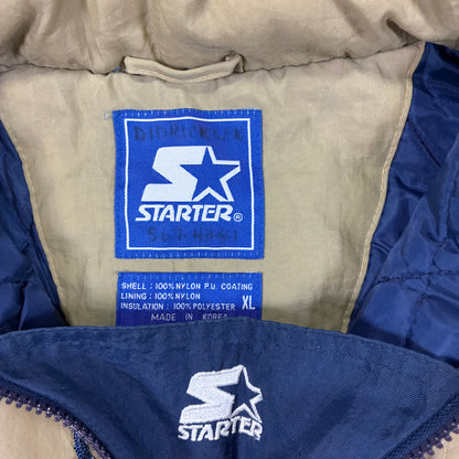 Mens Vintage 1990s Notre Dame Fighting Irish Starter Quarter Zip Puffer Jacket Size L-XL