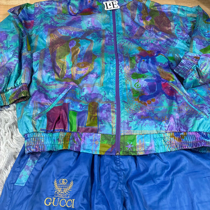 Mens Gucci Style Nylon Vintage 90s Tracksuit Set Size M