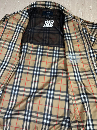Mens Vintage Burberry Golf Nova Check Full Zip Lightweight Packable Jacket Size XL