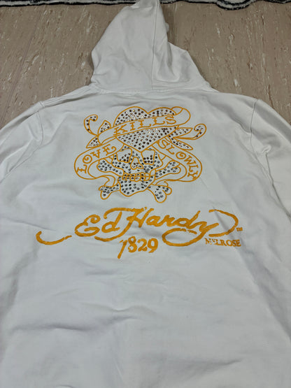 Women’s Ed Hardy Grunge Cyber Y2K Style Zip Up Hoodie Size M
