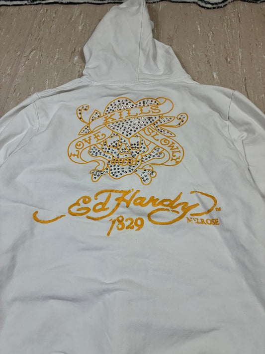 Women’s Ed Hardy Grunge Cyber Y2K Style Zip Up Hoodie Size M