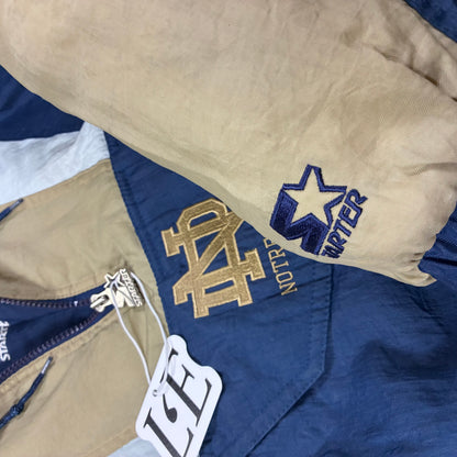 Mens Vintage 1990s Notre Dame Fighting Irish Starter Quarter Zip Puffer Jacket Size L-XL