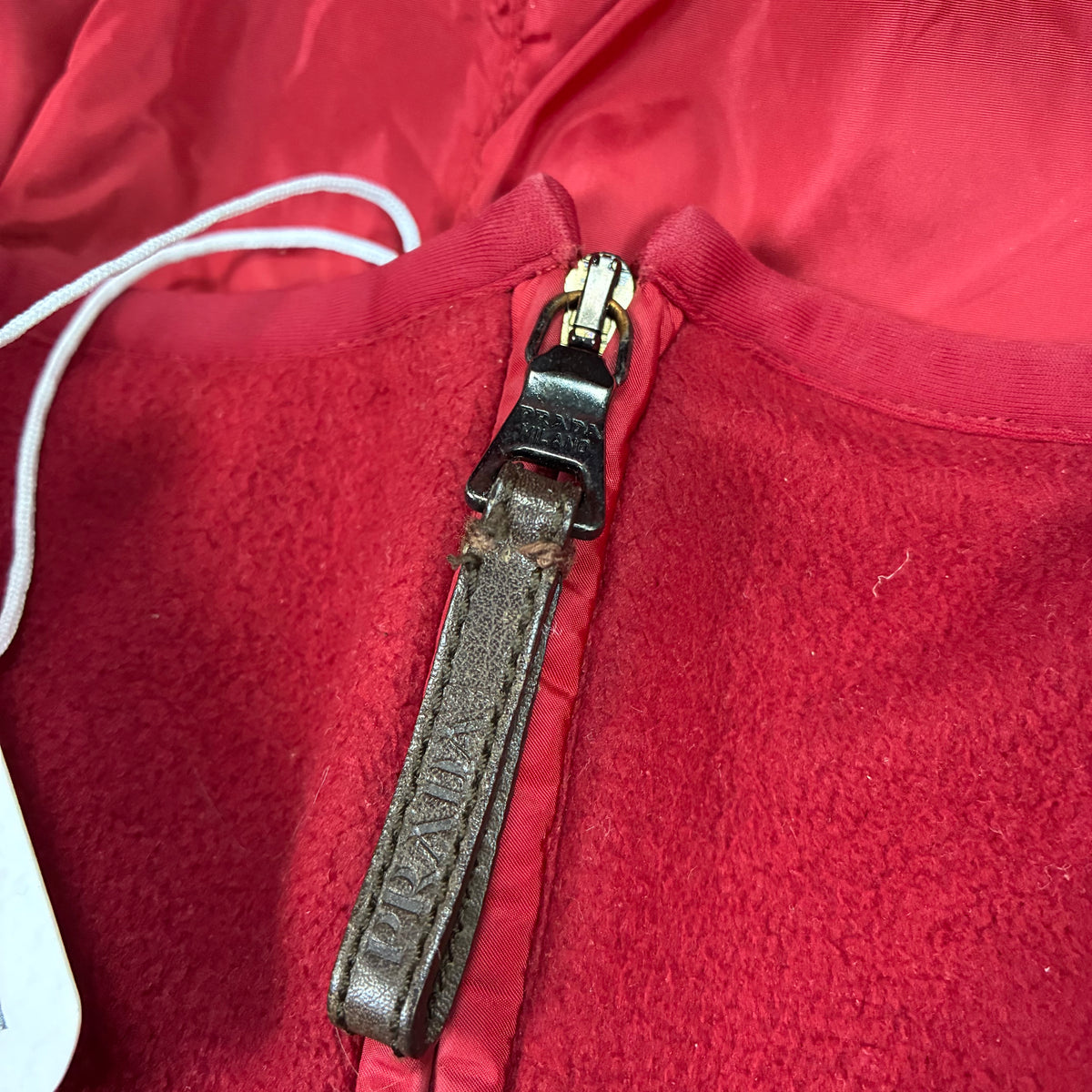 Prada Linea Rossa fleece half-zip detail