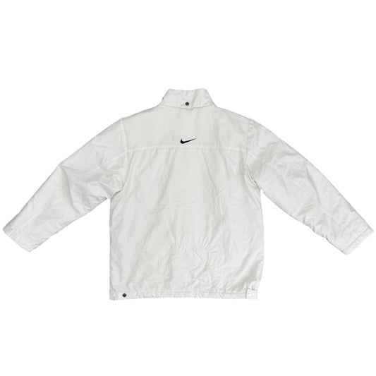 Herren Nike Vintage Gänsedaunen Jacke mittiges Logo Pufferjacke Größe M Farbe Weiß