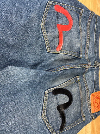 Herren Evisu Jeans Hose Selvedge Größe M